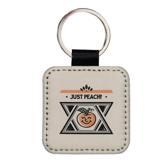 Just Peachy Square Faux Leather Keychain