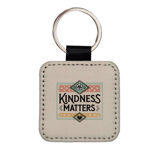 Kindness Matters Square Faux Leather Keychain