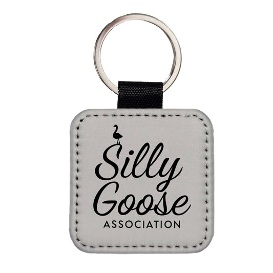 Silly Goose Association Cute Square Faux Leather Keychain