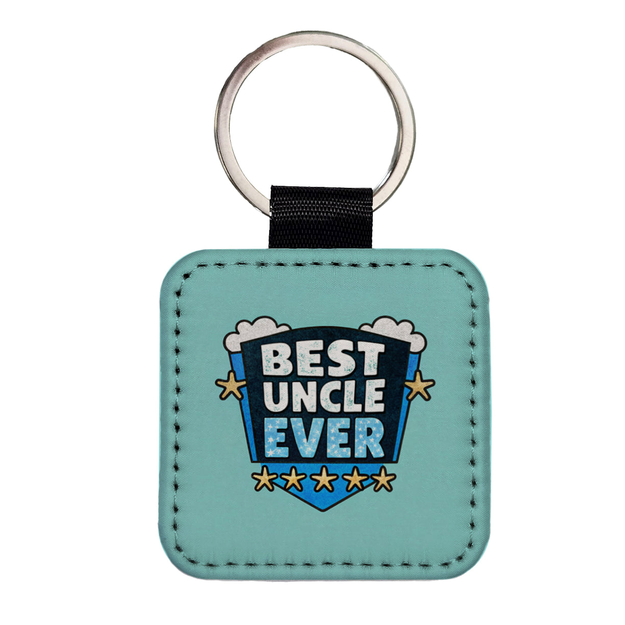 Best Uncle Ever Square Faux Leather Keychain