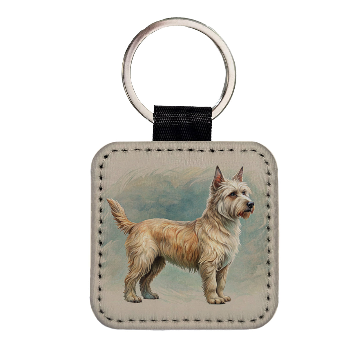 Berger Picard Dog Art Nouveau Square Faux Leather Keychain