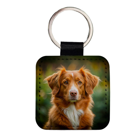 Nova Scotia Duck Tolling Retriever Dog Photo Square Faux Leather Keychain