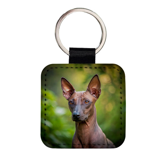 Xoloitzcuintli Xolo Mexican Hairless Dog Photo Square Faux Leather Keychain