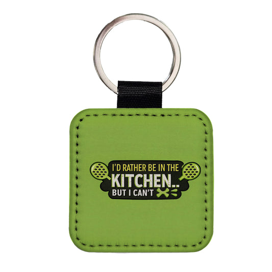 I'd Rather Be In The Kitchen But I Can't Funny Pickleball Square Faux Leather Keychain