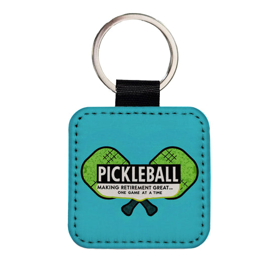 Pickleball Making Retirement Great One Game At A Time Square Faux Leather Keychain