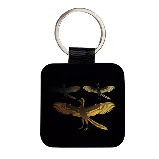 Archaeopteryx Sketch Dinosaurs Square Faux Leather Keychain