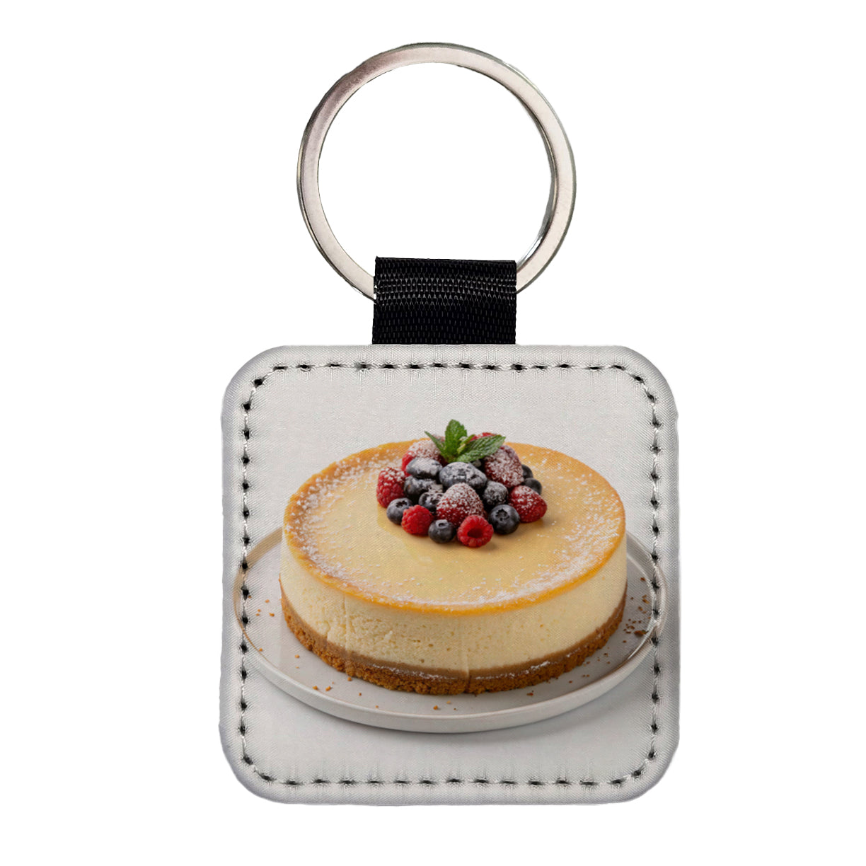 Cheesecake Berries Square Faux Leather Keychain