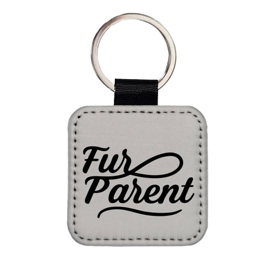 Fur Parent Dog Cat Lover Square Faux Leather Keychain
