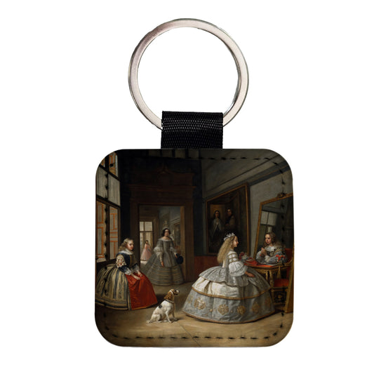 Las Meninas By Diego Velazquez Inspired By Square Faux Leather Keychain