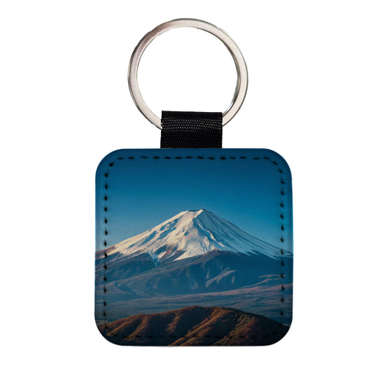 Mount Fuji Japan Photo Square Faux Leather Keychain