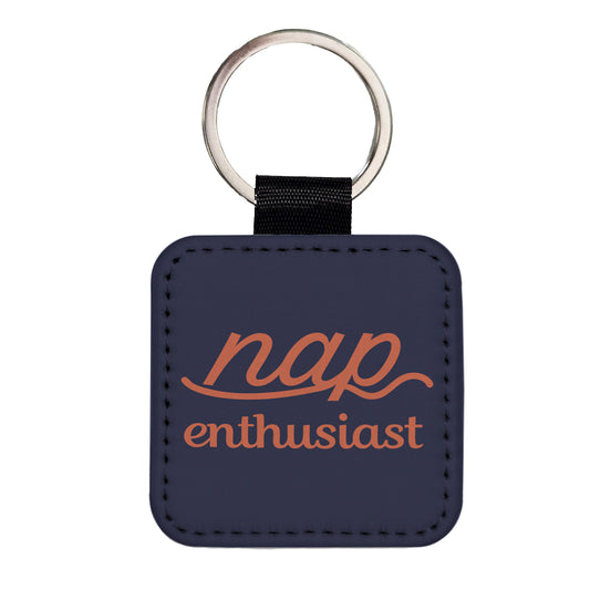 Nap Enthusiast Funny Square Faux Leather Keychain