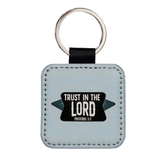 Proverbs Trust In The Lord Bible Verse Square Faux Leather Keychain