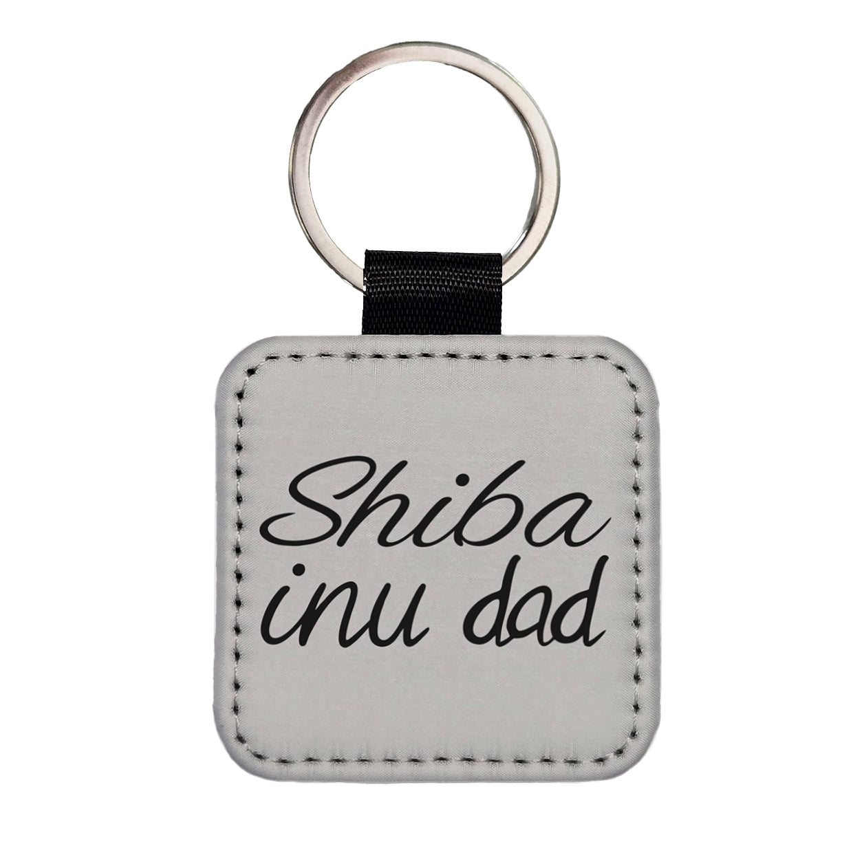 Shiba Inu Dad Dog Square Faux Leather Keychain