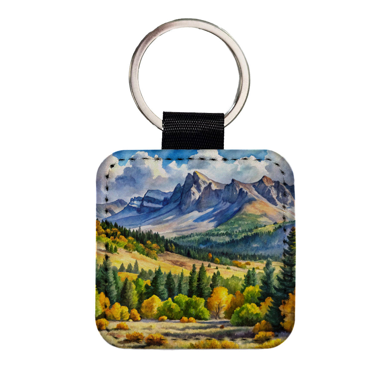 Great Basin National Park Nevada Watercolor Style Square Faux Leather Keychain