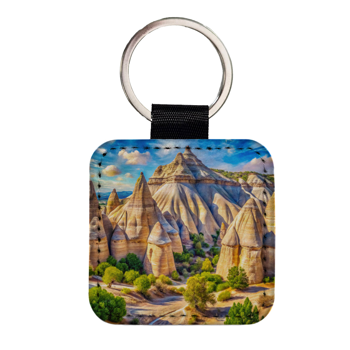 Kasha - Katuwe Tent Rocks National Monument New Mexico Watercolor Style Square Faux Leather Keychain
