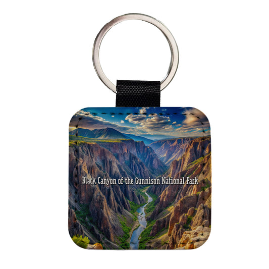 Black Canyon of the Gunnison National Park Colorado Square Faux Leather Keychain