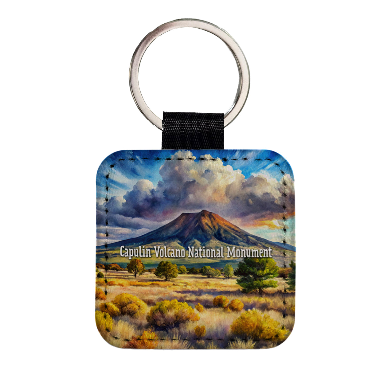 Capulin Volcano National Monument New Mexico Square Faux Leather Keychain