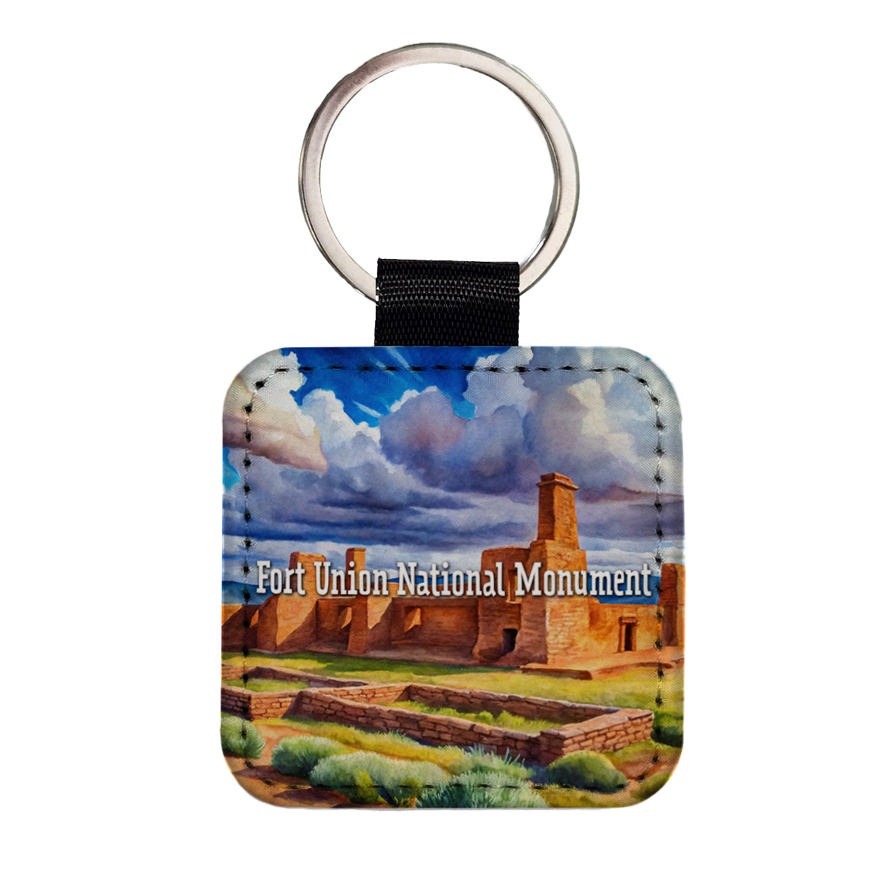Fort Union National Monument New Mexico Square Faux Leather Keychain