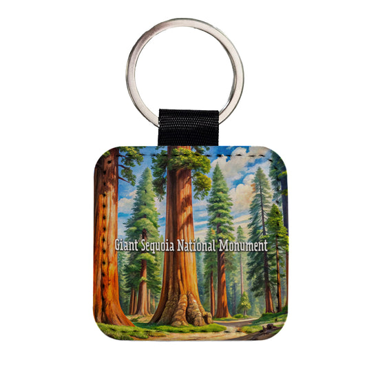 Giant Sequoia National Monument California Square Faux Leather Keychain