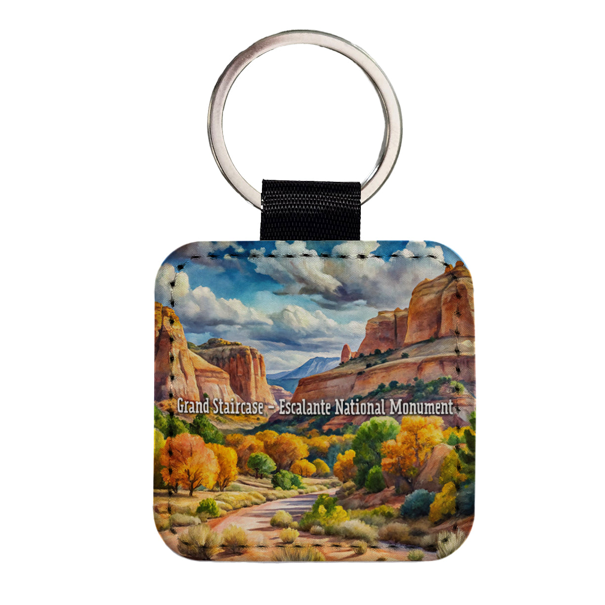 Grand Staircase - Escalante National Monument Utah Square Faux Leather Keychain