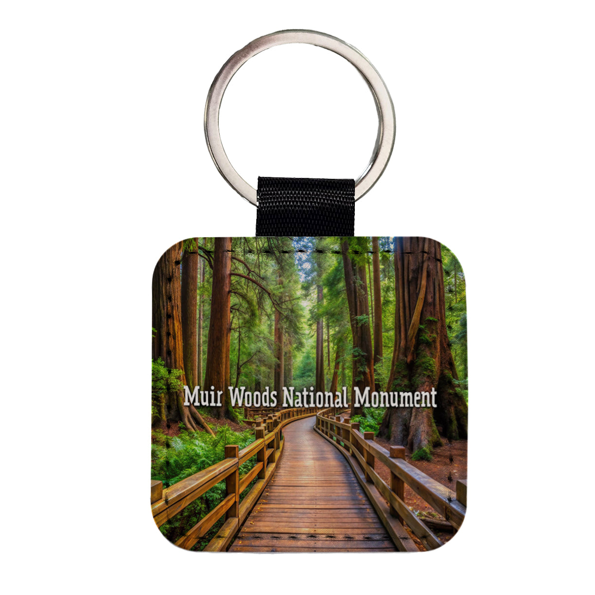 Muir Woods National Monument California Square Faux Leather Keychain