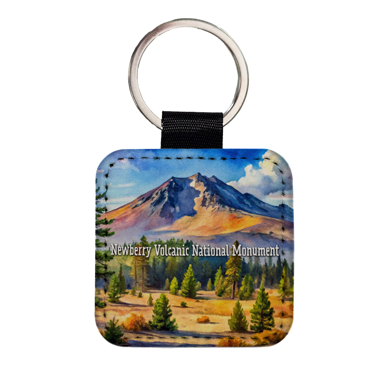 Newberry Volcanic National Monument Oregon Square Faux Leather Keychain