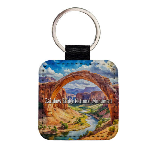Rainbow Bridge National Monument Utah Square Faux Leather Keychain