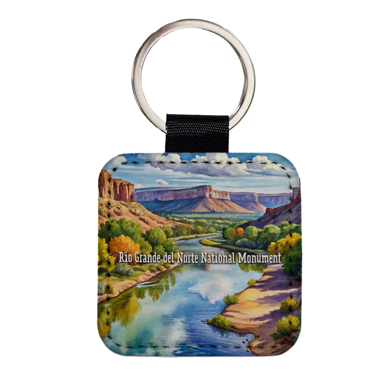 Rio Grande del Norte National Monument New Mexico Square Faux Leather Keychain