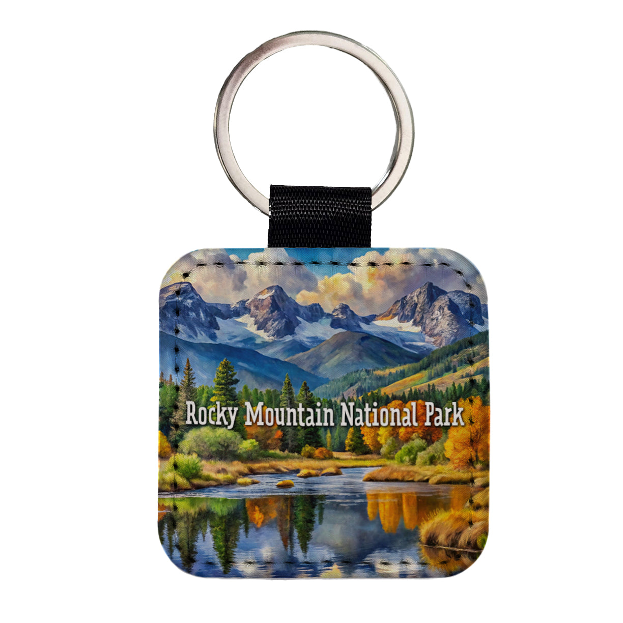 Rocky Mountain National Park Colorado Square Faux Leather Keychain