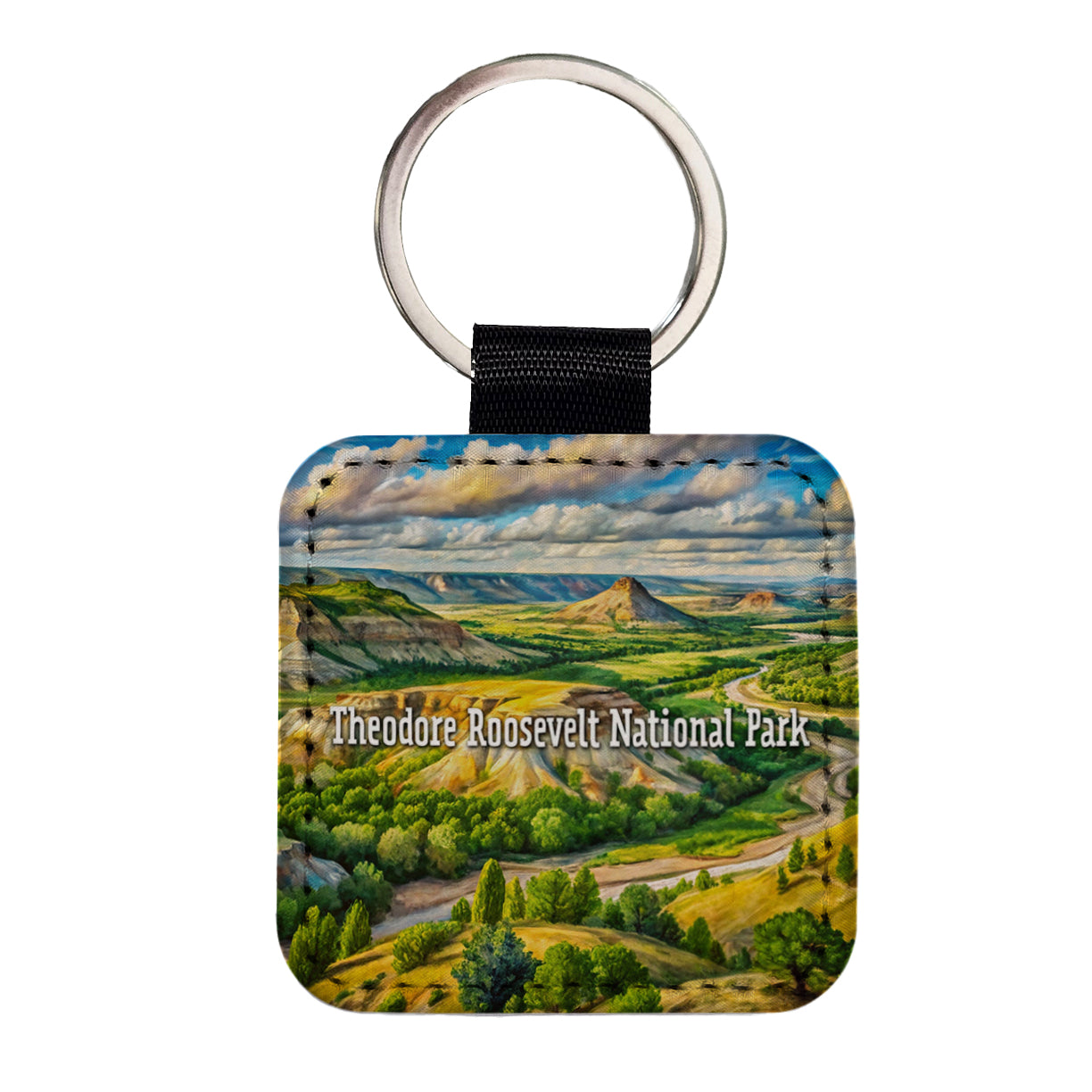 Theodore Roosevelt National Park North Dakota Square Faux Leather Keychain