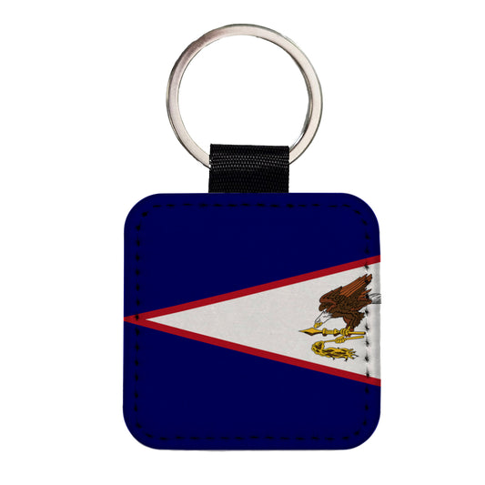 American Samoa Country Flag Square Faux Leather Keychain