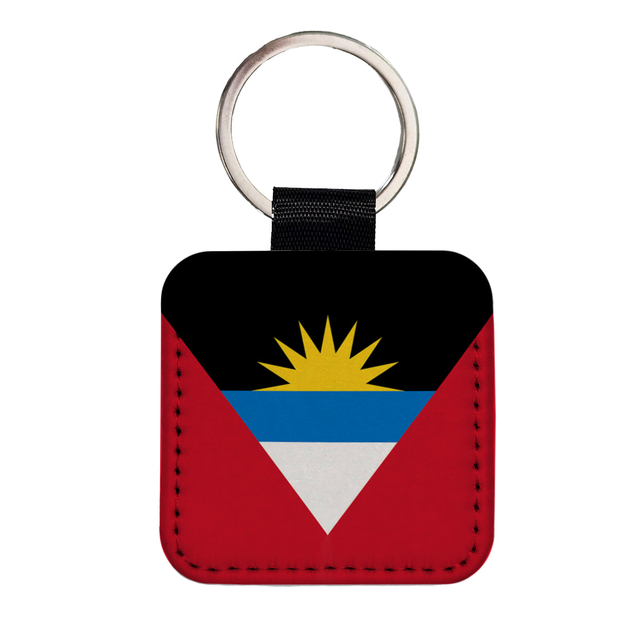 Antigua and Barbuda Country Flag Square Faux Leather Keychain