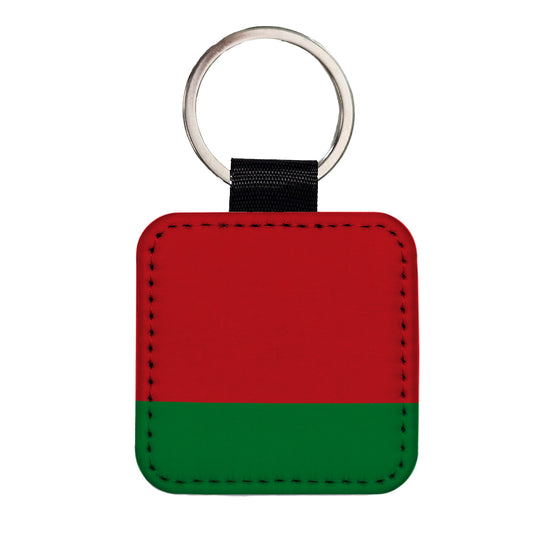 Belarus Country Flag Square Faux Leather Keychain