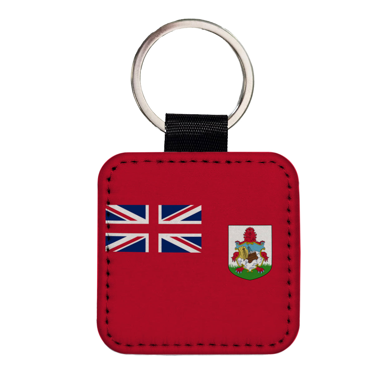 Bermuda Country Flag Square Faux Leather Keychain
