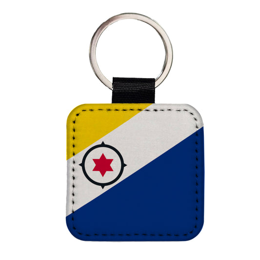Bonaire, Sint Eustatius and Saba Country Flag Square Faux Leather Keychain