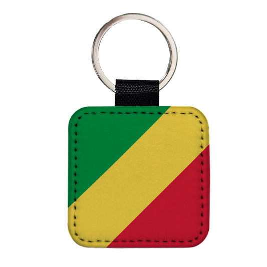 Congo (the) Country Flag Square Faux Leather Keychain