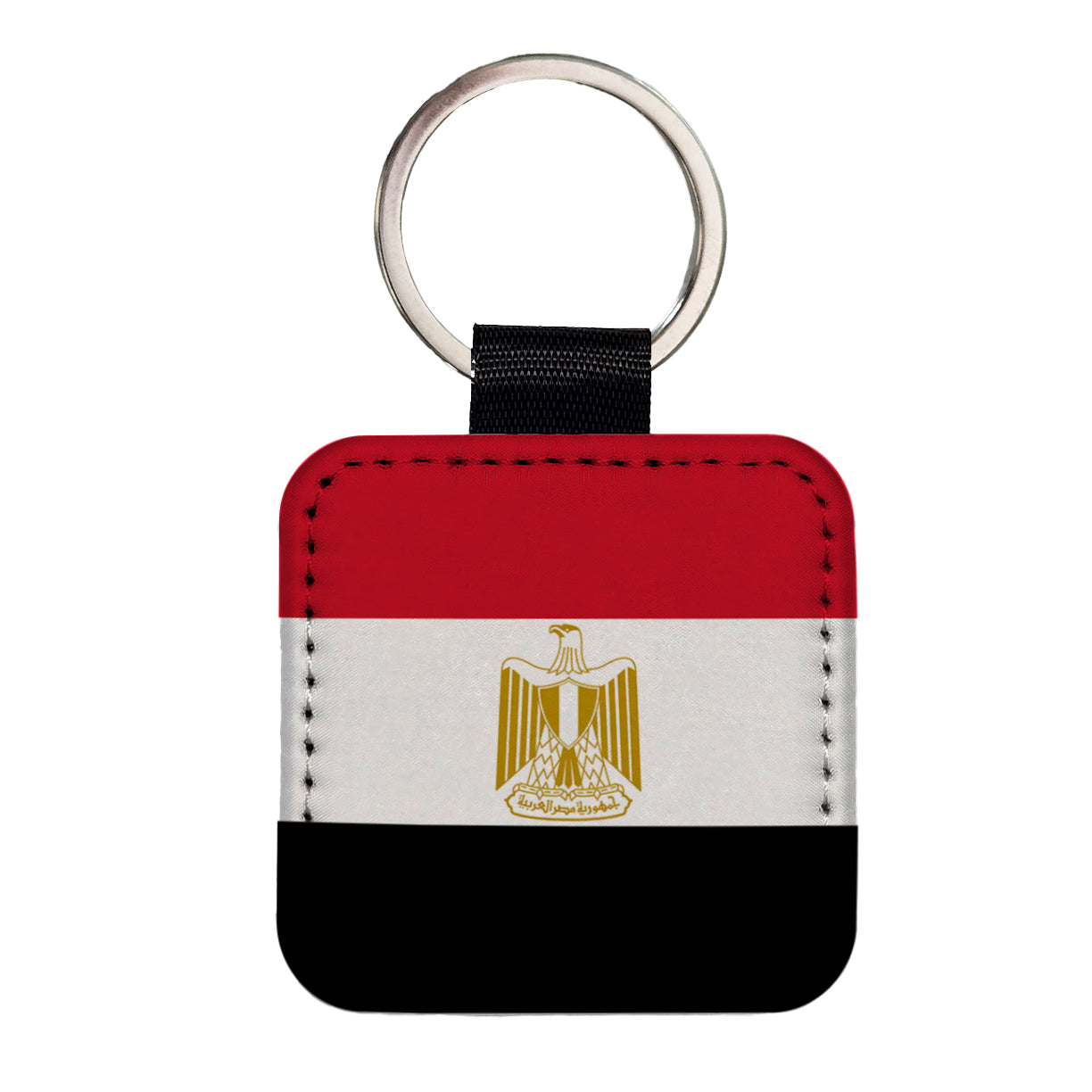 Egypt Country Flag Square Faux Leather Keychain