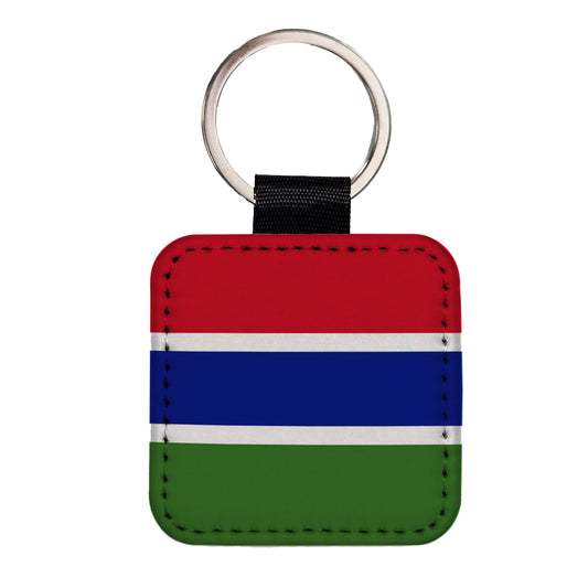 Gambia (the) Country Flag Square Faux Leather Keychain