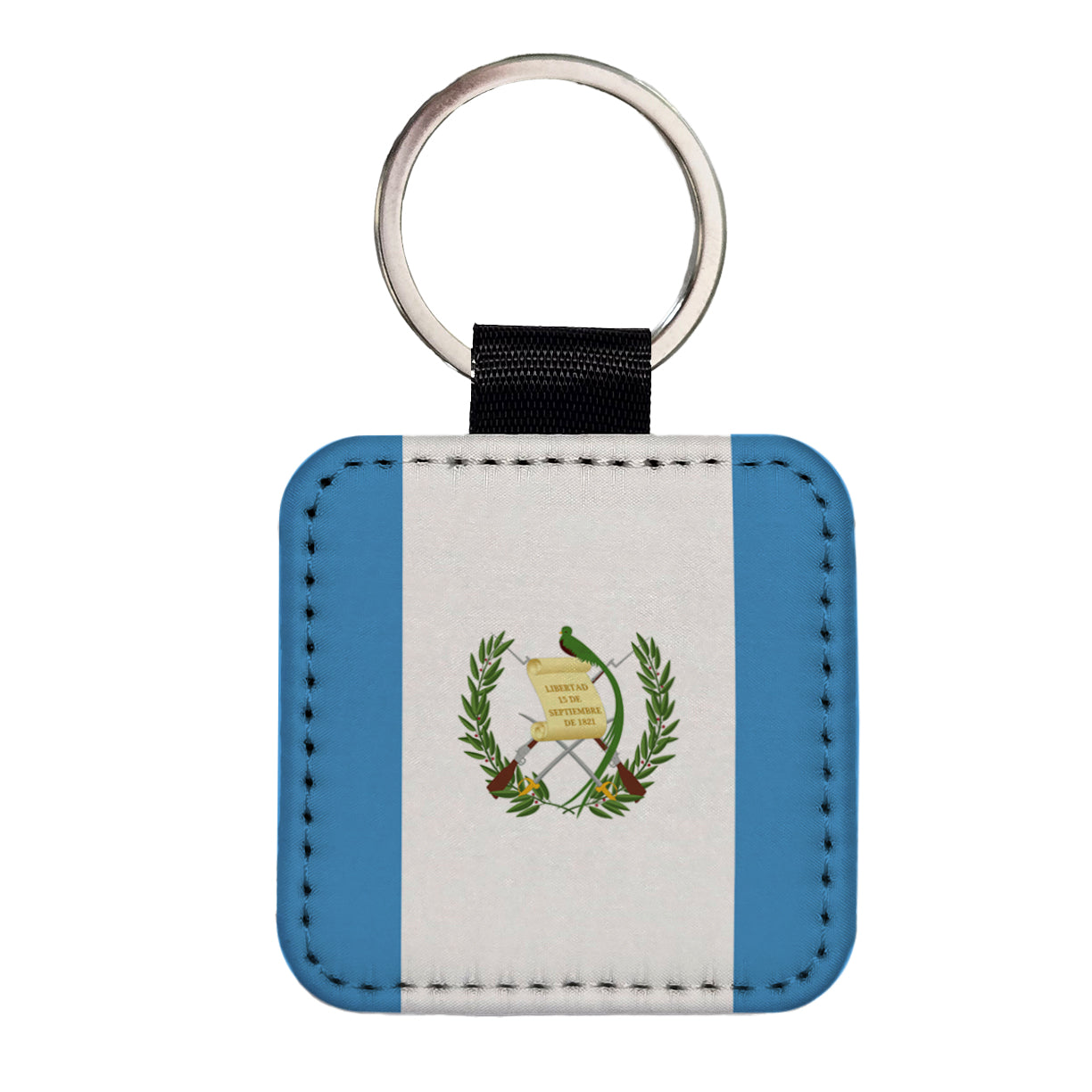 Guatemala Country Flag Square Faux Leather Keychain