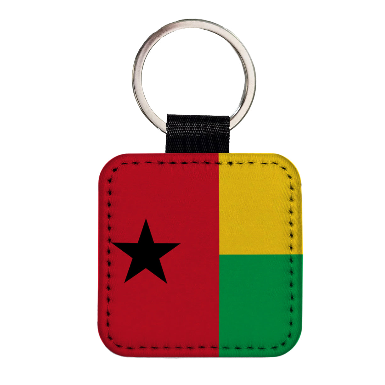Guinea-Bissau Country Flag Square Faux Leather Keychain