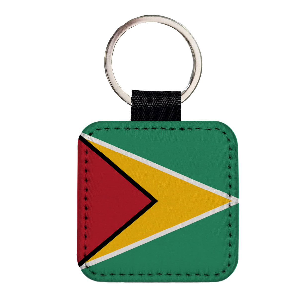 Guyana Country Flag Square Faux Leather Keychain