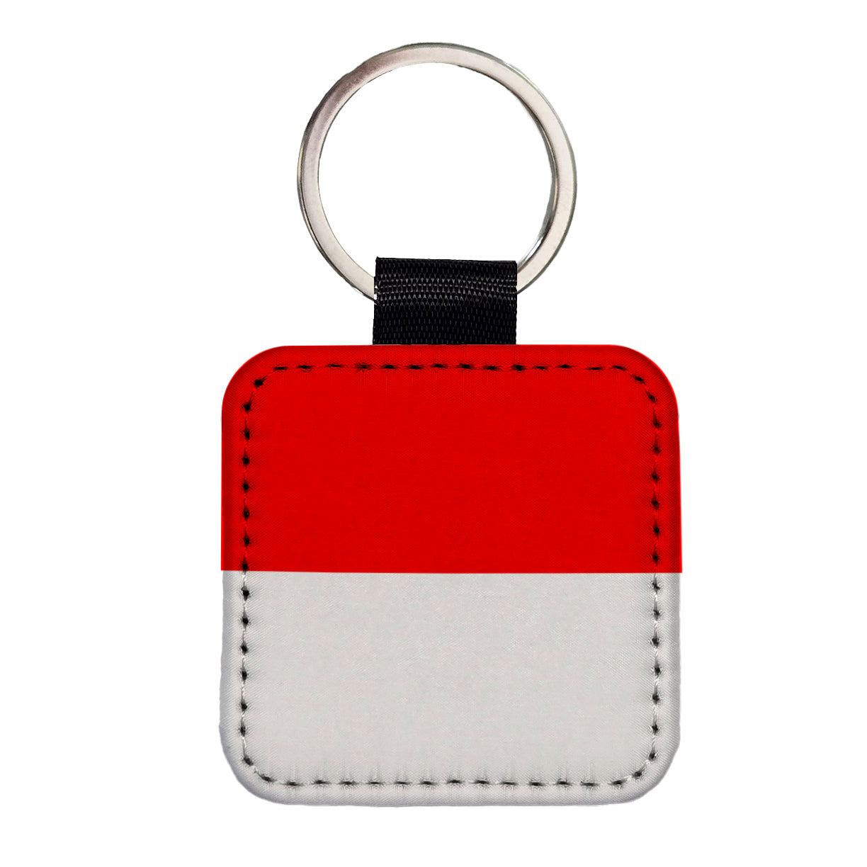 Indonesia Country Flag Square Faux Leather Keychain