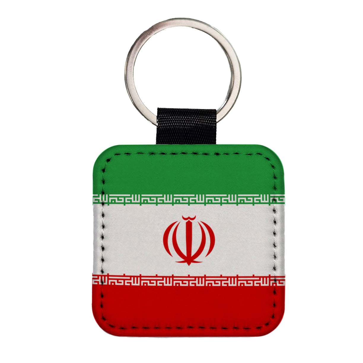 Iran Country Flag Square Faux Leather Keychain