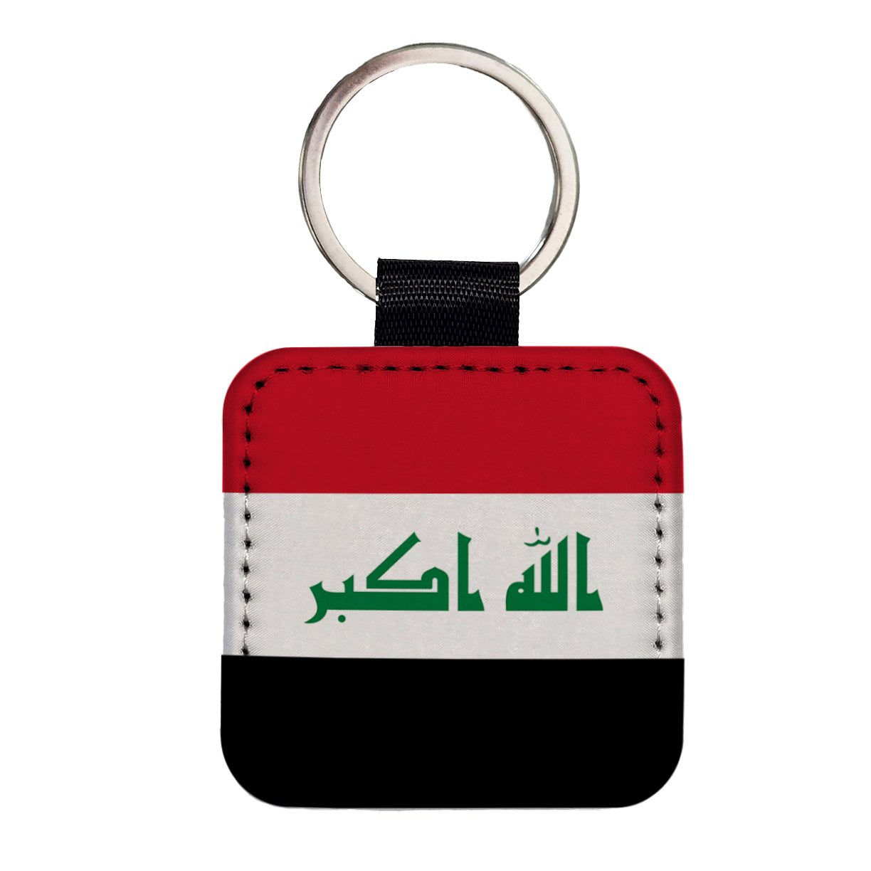 Iraq Country Flag Square Faux Leather Keychain