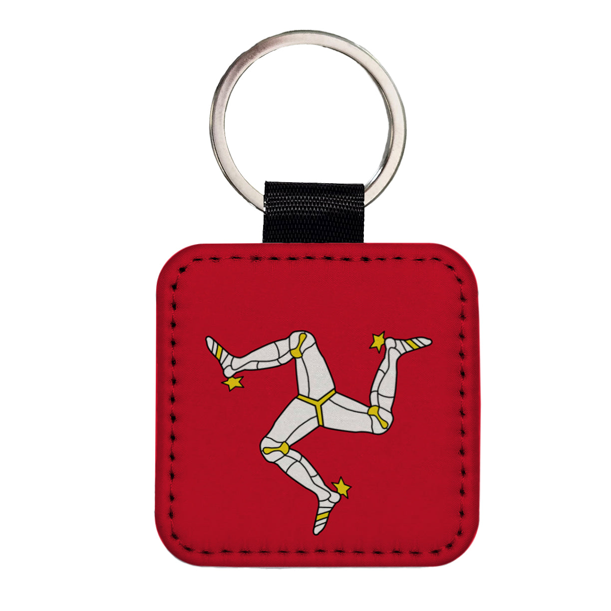 Isle of Man Country Flag Square Faux Leather Keychain