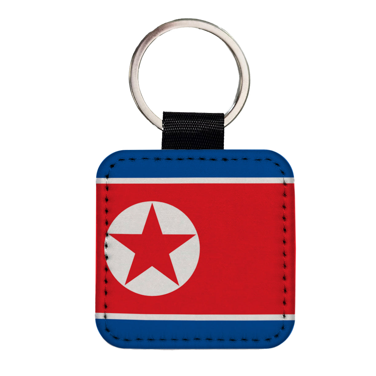 Korea (the Democratic People's Republic of) Country Flag Square Faux Leather Keychain