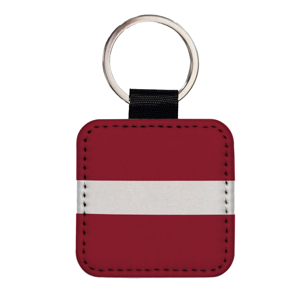 Latvia Country Flag Square Faux Leather Keychain