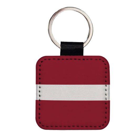 Latvia Country Flag Square Faux Leather Keychain