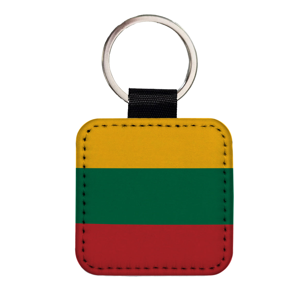Lithuania Country Flag Square Faux Leather Keychain