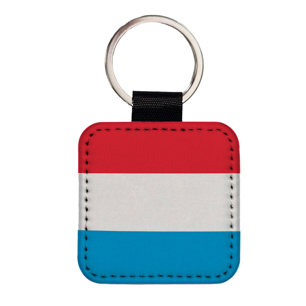 Luxembourg Country Flag Square Faux Leather Keychain